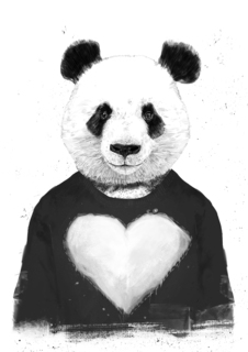Большой постер на стену "Lovely panda" 60х90 см без рамы Balazs Solti