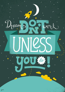 Большой мотивационный постер на стену "Dream Work" 50х70 см без рамы Motivate Me Posters