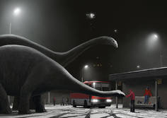 Большой постер на стену "Bus station" 50х70 см без рамы Алексей Андреев