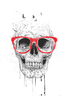 Большой постер на стену "Skull with red glasses" 60х90 см без рамы Balazs Solti