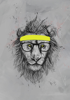 Большой постер на стену "Hipster lion" 60х90 см без рамы Balazs Solti