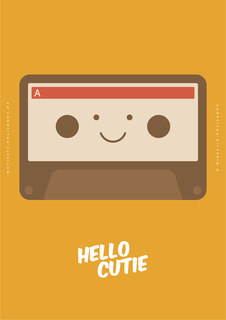 Большой постер на стену "Hello Cutie Cassettee" 60х90 см без рамы Motivate Me Posters