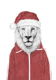Большой постер на стену "Santa lion" 60х90 см без рамы Balazs Solti