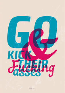 Большой мотивационный постер на стену "Go Kick Their" 50х70 см без рамы Motivate Me Posters