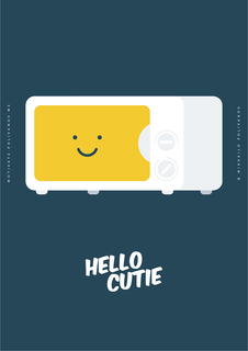 Большой постер на стену "Hello Cutie Microwave" 60х90 см без рамы Motivate Me Posters