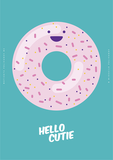 Большой постер на стену "Hello Cutie Donut" 40х50 см без рамы Motivate Me Posters