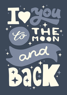 Большой мотивационный постер на стену "I Love You Moon" 60х90 см без рамы Motivate Me Posters