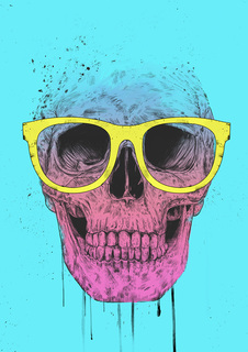 Большой постер на стену "Pop art skull with glasses" 40х50 см без рамы Balazs Solti