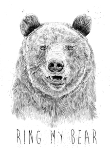 Большой постер на стену "Ring my bear bw" 60х90 см без рамы Balazs Solti
