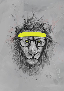 Большой постер на стену "Hipster lion" 50х70 см без рамы Balazs Solti