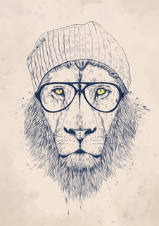 Большой постер на стену "Cool lion" 60х90 см без рамы Balazs Solti