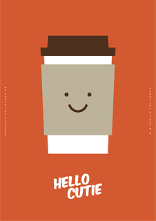 Большой постер на стену "Hello Cutie Coffee Cup" 60х90 см без рамы Motivate Me Posters
