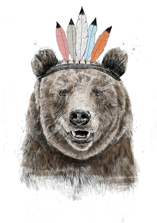 Большой постер на стену "Festival bear" 50х70 см без рамы Balazs Solti