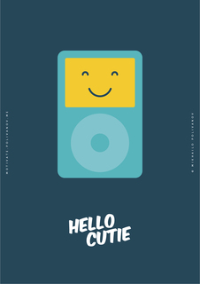 Большой постер на стену "Hello Cutie iPod" 60х90 см без рамы Motivate Me Posters