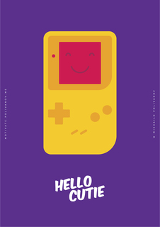Большой постер на стену "Hello Cutie Gameboy" 50х70 см без рамы