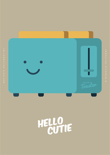 Большой постер на стену "Hello Cutie Toaster" 60х90 см без рамы Motivate Me Posters