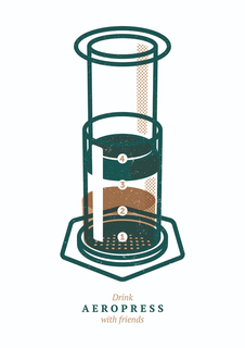 Большой постер на стену "Drink Aeropress With Friends" 60х90 см без рамы Motivate Me Posters