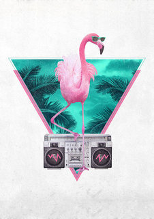 Большой постер на стену "Miami Flamingo" 60х90 см без рамы Robert Farkas