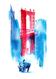 Большой постер на стену "Manhattan Bridge" 50х70 см без рамы Robert Farkas