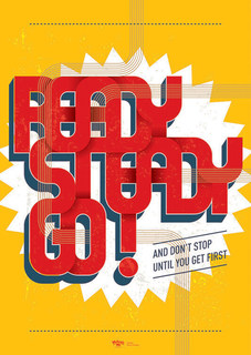 Большой мотивационный постер на стену "Ready, Steady, Go" 50х70 см без рамы Motivate Me Posters