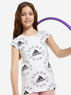 Футболка для девочек adidas Logo, Белый, размер 140