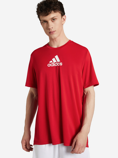 Футболка мужская adidas D2M 3-Stripes, Красный, размер 48-50