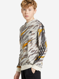 Худи для мальчиков adidas Future Icons 3 Stripes Aop, Белый, размер 140