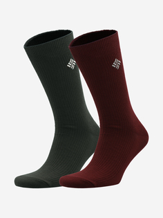 Носки Columbia Ribbed crew DC, 2 пары, Зеленый, размер 43-46