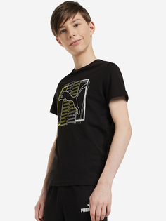 Футболка для мальчиков PUMA Alpha Graphic, Черный, размер 129-140
