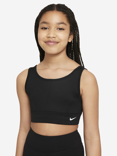 Спортивный топ бра для девочек Nike Dri-FIT Swoosh Luxe, Черный, размер 146-156