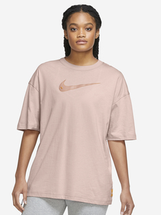 Футболка женская Nike Sportswear Swoosh, Plus Size, Бежевый, размер 52-54