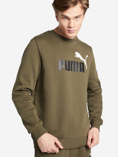 Свитшот мужской PUMA Ess+ 2 Col Big Logo, Зеленый, размер 44-46