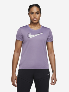Футболка женская Nike Dri-FIT Swoosh Run, Plus Size, Фиолетовый, размер 56-58