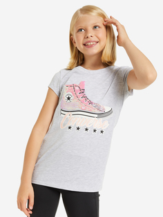 Футболка для девочек Converse Logo Blocked, Серый, размер 159
