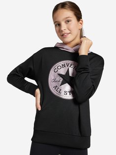 Худи для девочек Converse Foil Hood Boyfriend, Черный, размер 128