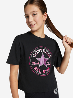 Футболка для девочек Converse Star Faux Sequin Boxy, Черный, размер 159