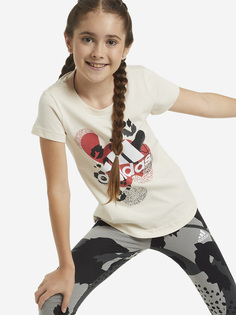 Футболка для девочек adidas Graphic, Бежевый, размер 164