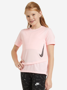 Футболка для девочек Nike Breathe Instacool, Розовый, размер 146-156