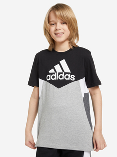 Футболка для мальчиков adidas Colorblock, Черный, размер 128