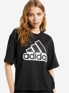 Футболка женская adidas Essentials Logo Boxy, Черный, размер 42-44