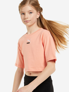 Футболка для девочек PUMA Cropped, Оранжевый, размер 129-140