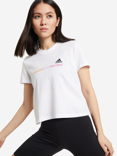 Футболка женская adidas Gradient Logo, Белый, размер 48-50