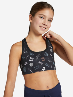 Спортивный топ бра для девочек Nike Dri-FIT Swoosh, Черный, размер 146-156