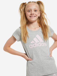 Футболка для девочек adidas Essentials Big Logo, Серый, размер 128