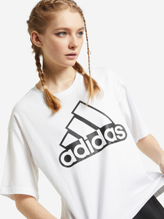 Футболка женская adidas Essentials Logo Boxy, Белый, размер 42-44