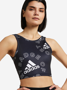 Спортивный топ бра adidas Designed To Move Logo, Черный, размер 42-44