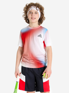 Футболка для мальчиков adidas Q1 Printed Tennis, Белый, размер 140