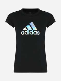 Футболка для девочек adidas Dance Metallic Print, Черный, размер 128