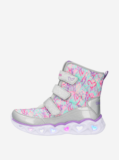 Сапоги утепленные для девочек Skechers Heart Lights-Scribble Hearts, Серебряный, размер 35