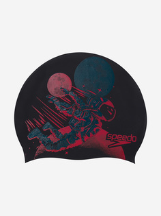 Шапочка для плавания детская Speedo Junior Slogan, Черный, размер 53-56